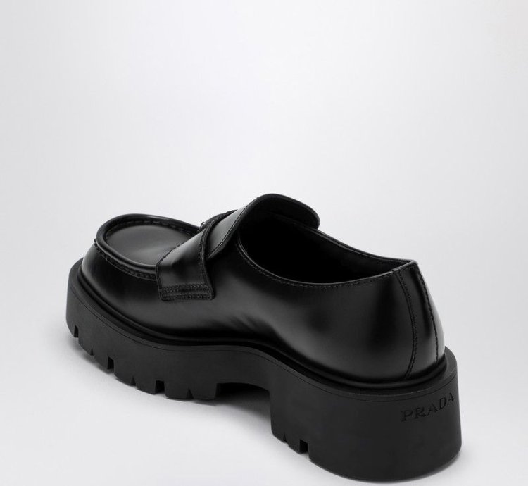 Prada Black Brushed Leather Loafer