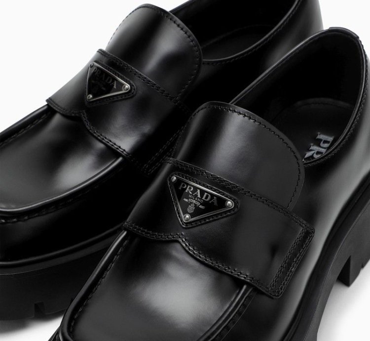 Prada Black Brushed Leather Loafer