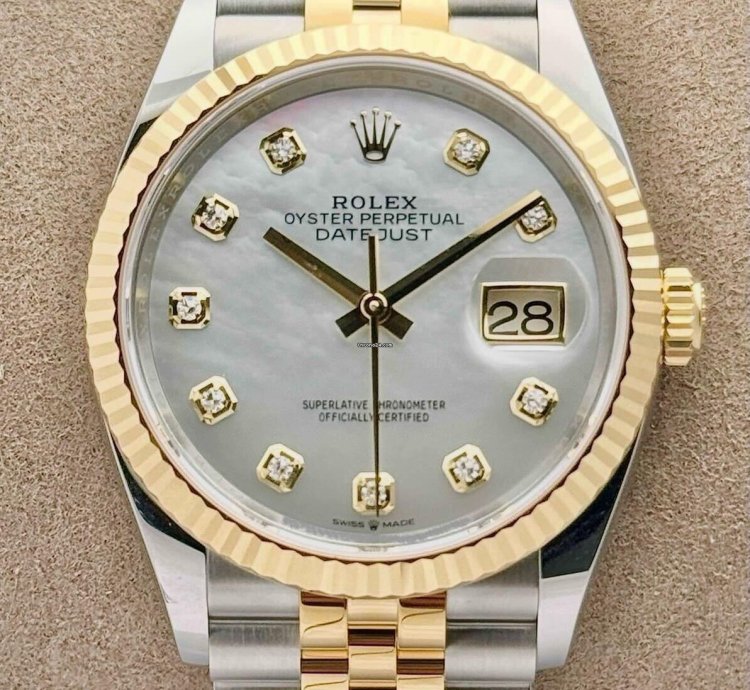Rolex Datejust 36 Yellow Gold Mop Mother Of Pearl Diamond Jubilee