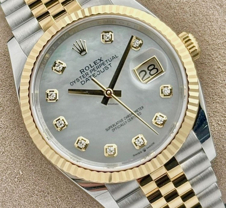 Rolex Datejust 36 Yellow Gold Mop Mother Of Pearl Diamond Jubilee