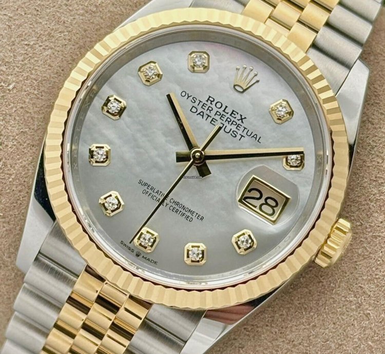 Rolex Datejust 36 Yellow Gold Mop Mother Of Pearl Diamond Jubilee