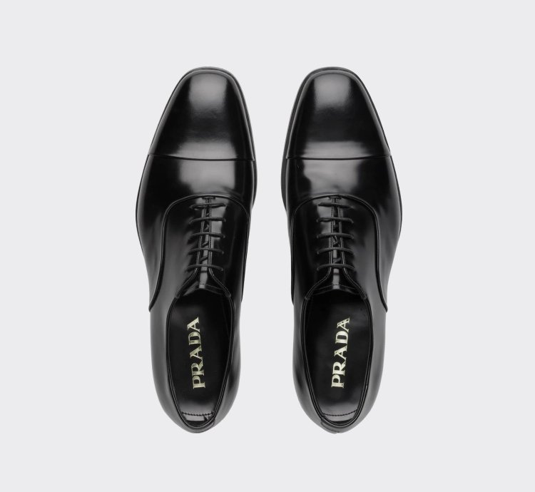 Prada Black Lace Up Captoe Formal Oxford Shoes 8 Us 41 Eu
