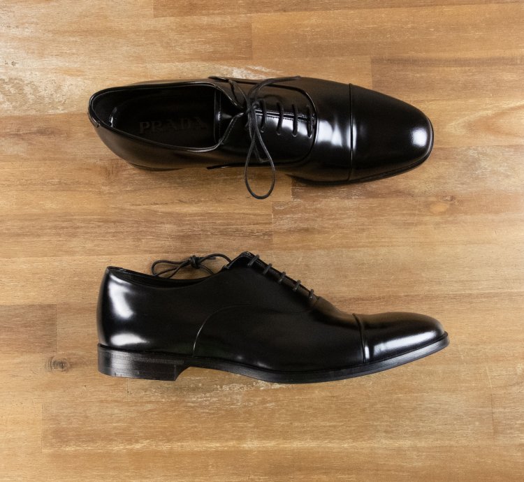Prada Black Lace Up Captoe Formal Oxford Shoes 8 Us 41 Eu