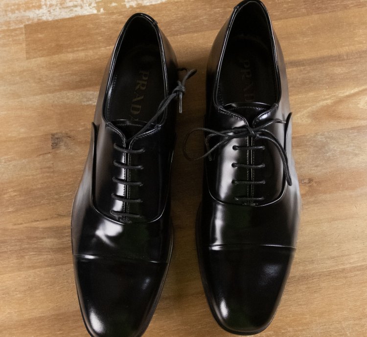 Prada Black Lace Up Captoe Formal Oxford Shoes 8 Us 41 Eu