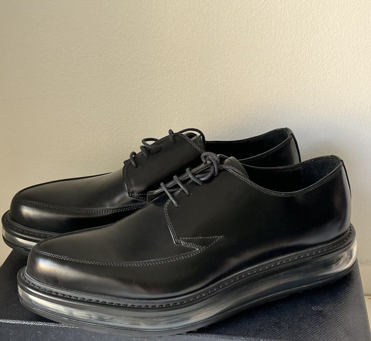 Prada Black Leather Creepers Air Sole Boots