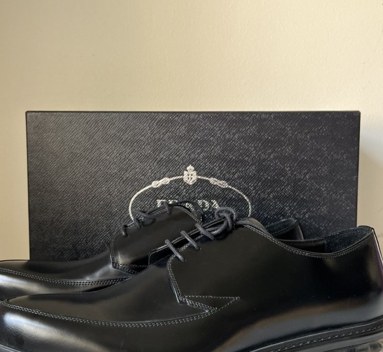 Prada Black Leather Creepers Air Sole Boots