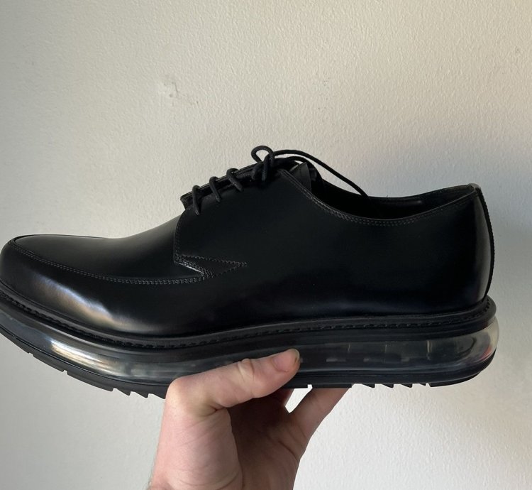 Prada Black Leather Creepers Air Sole Boots