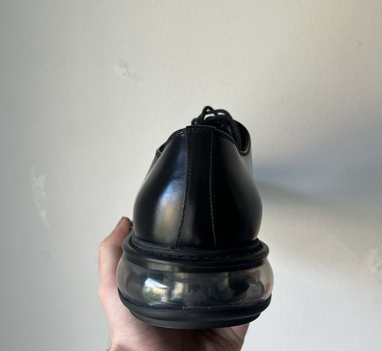 Prada Black Leather Creepers Air Sole Boots