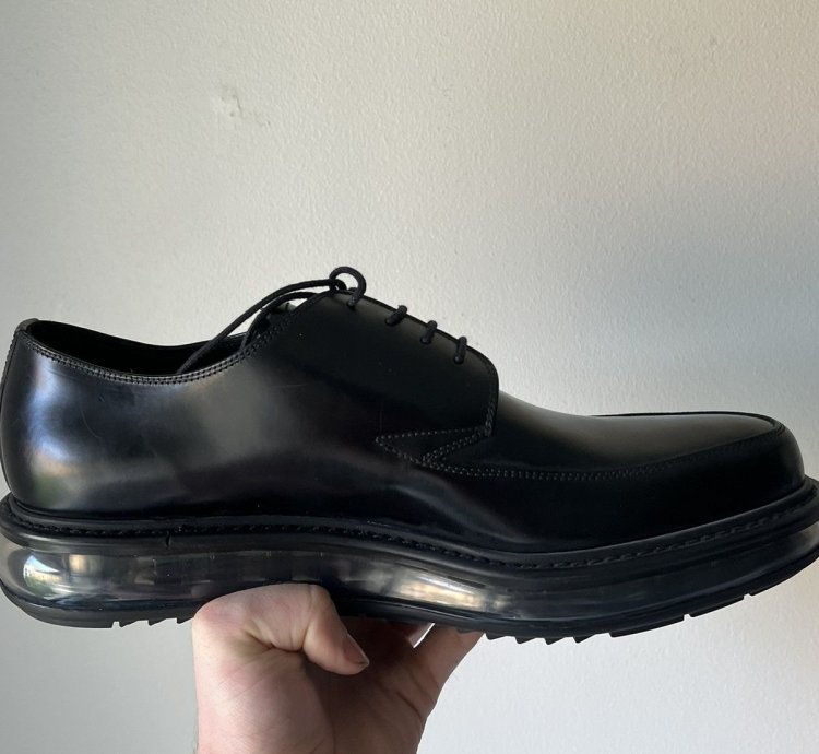 Prada Black Leather Creepers Air Sole Boots