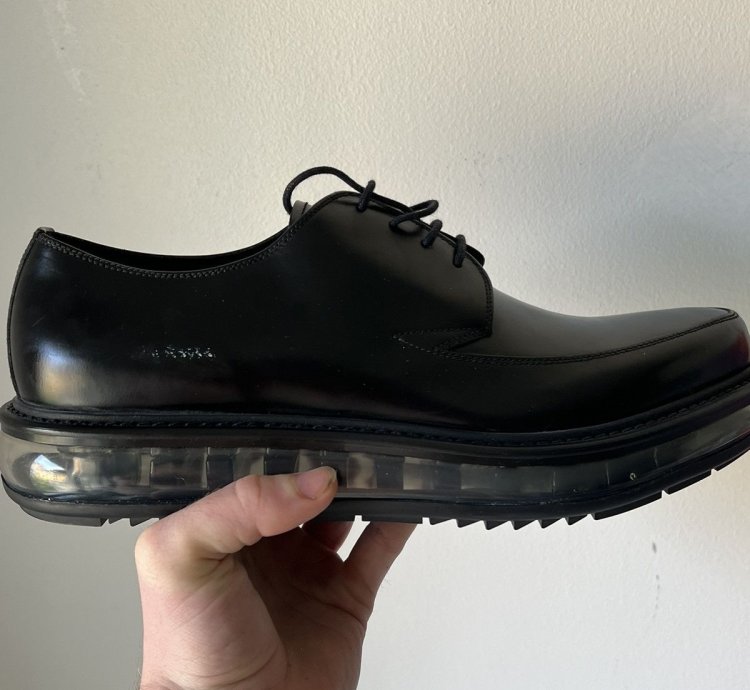 Prada Black Leather Creepers Air Sole Boots