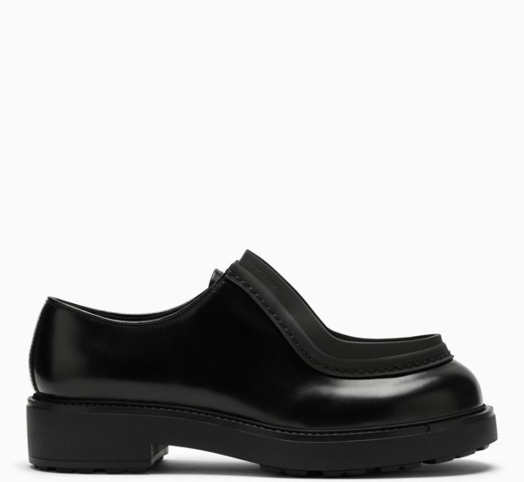 Prada Black Leather Diapason Lace-up
