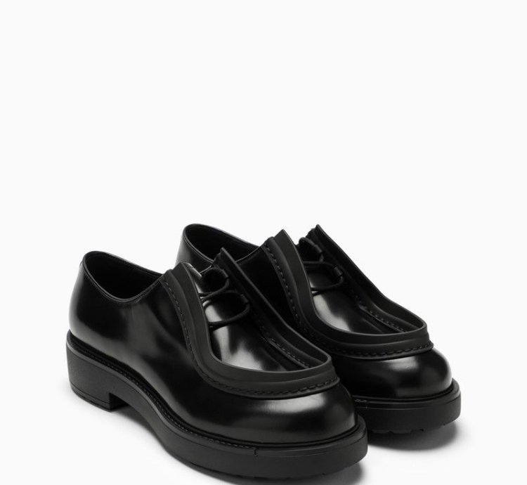 Prada Black Leather Diapason Lace-up
