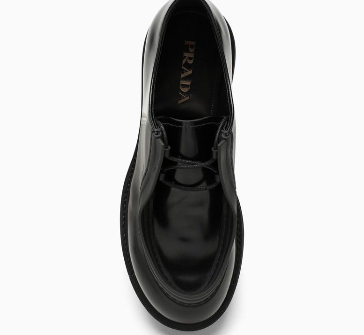 Prada Black Leather Diapason Lace-up
