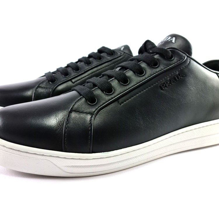 Prada Black Leather Fashion Sneakers Size Eu 41 Us 11