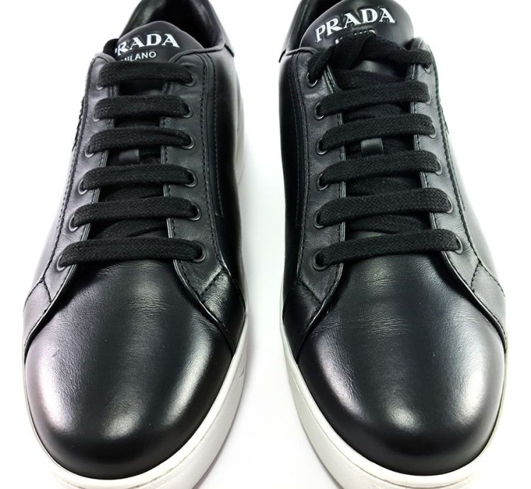 Prada Black Leather Fashion Sneakers Size Eu 41 Us 11