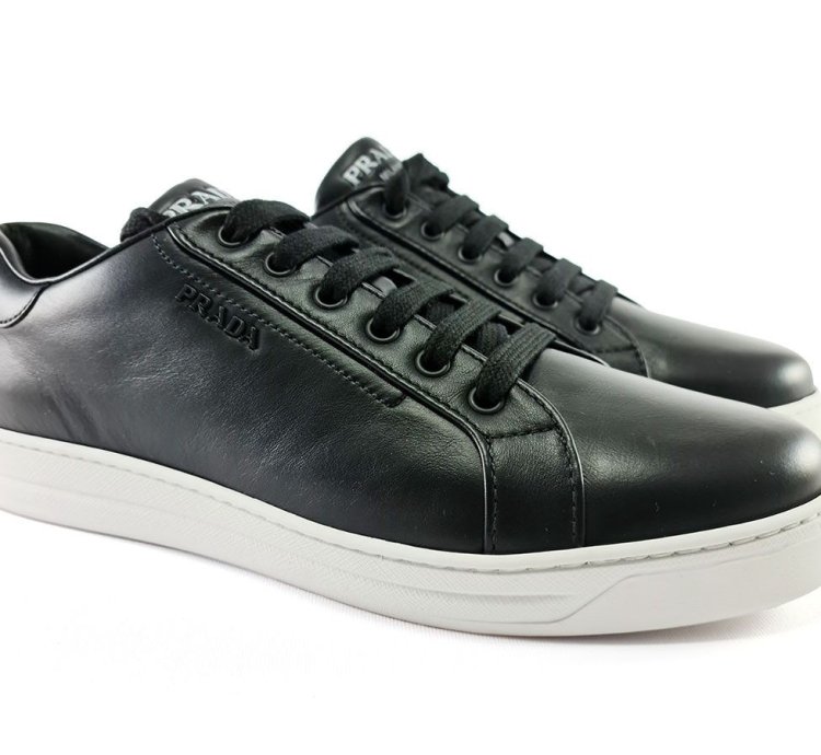 Prada Black Leather Fashion Sneakers Size Eu 41 Us 11