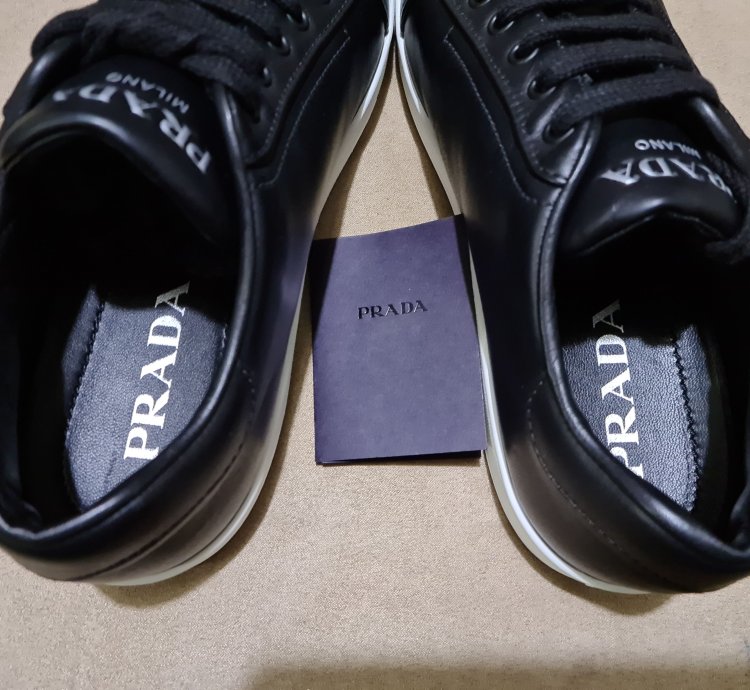 Prada Black Leather Fashion Sneakers Size Eu 41 Us 11