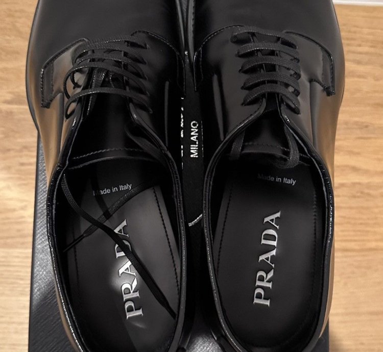 Prada Black Leather Lace-up Shoes