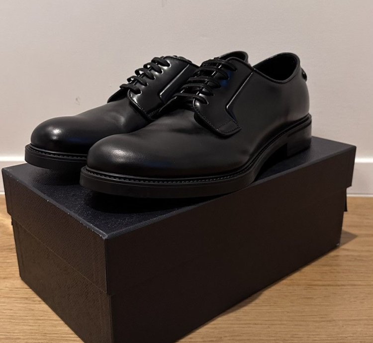 Prada Black Leather Lace-up Shoes