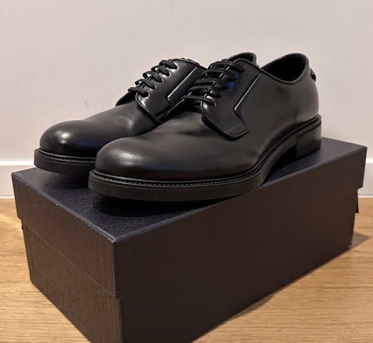 Prada Black Leather Lace-up Shoes