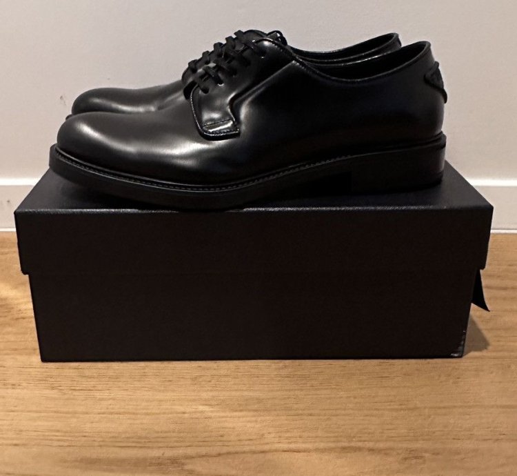 Prada Black Leather Lace-up Shoes
