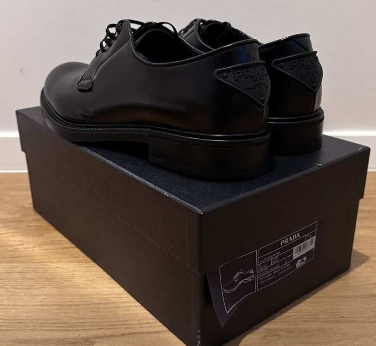 Prada Black Leather Lace-up Shoes