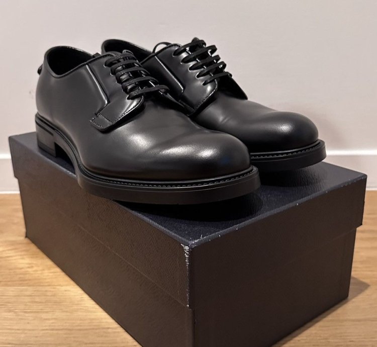 Prada Black Leather Lace-up Shoes