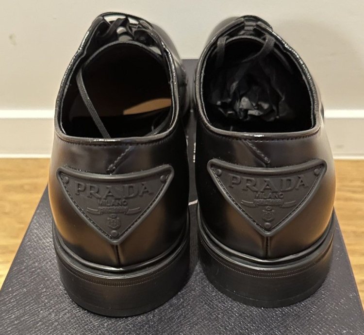 Prada Black Leather Lace-up Shoes