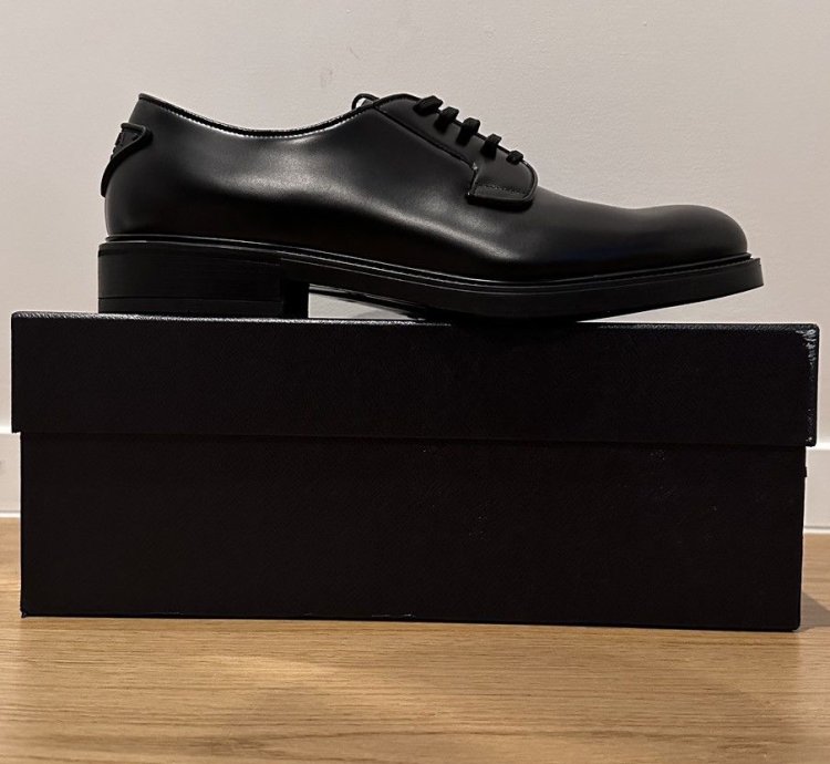 Prada Black Leather Lace-up Shoes