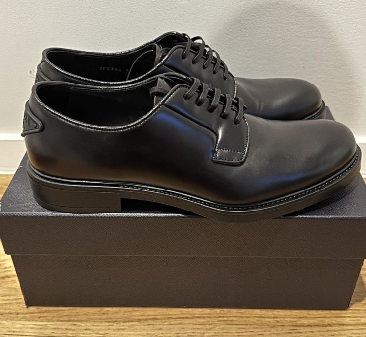 Prada Black Leather Lace-up Shoes