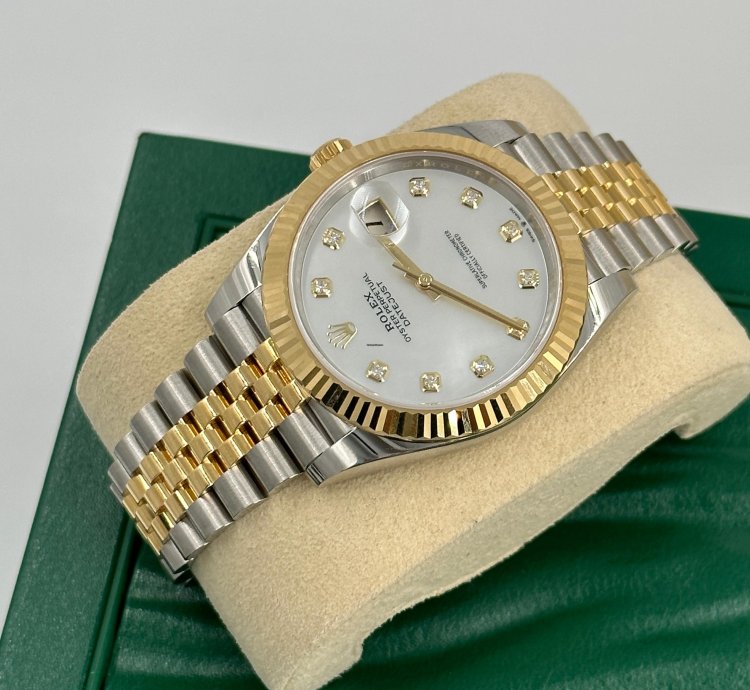 Rolex Datejust 41 126333ng White Mother Of Pearl Baguette Diamond Dial Jubilee