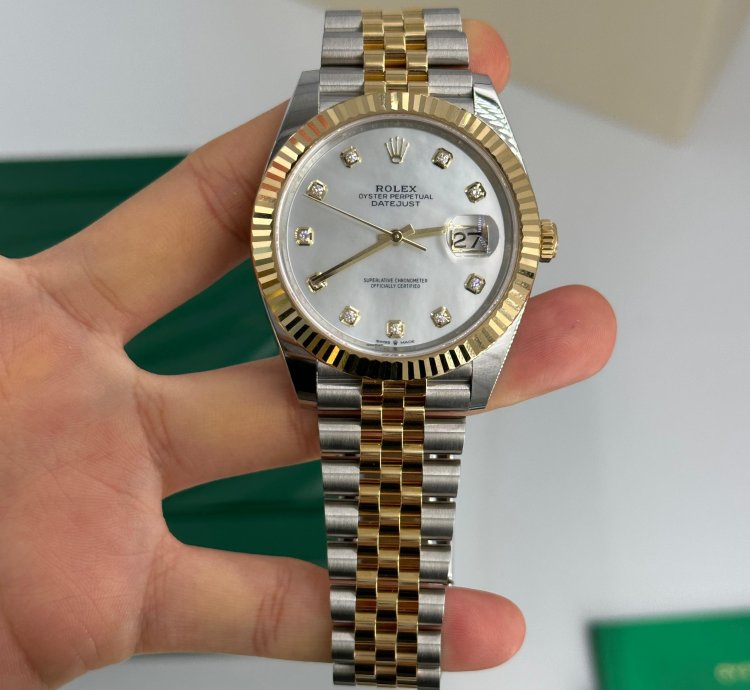 Rolex Datejust 41 126333ng White Mother Of Pearl Baguette Diamond Dial Jubilee