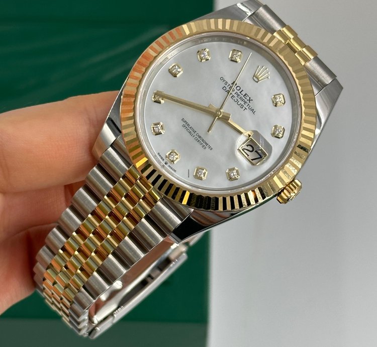 Rolex Datejust 41 126333ng White Mother Of Pearl Baguette Diamond Dial Jubilee