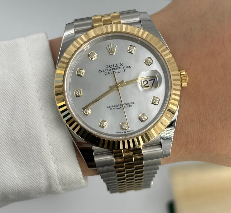 Rolex Datejust 41 126333ng White Mother Of Pearl Baguette Diamond Dial Jubilee