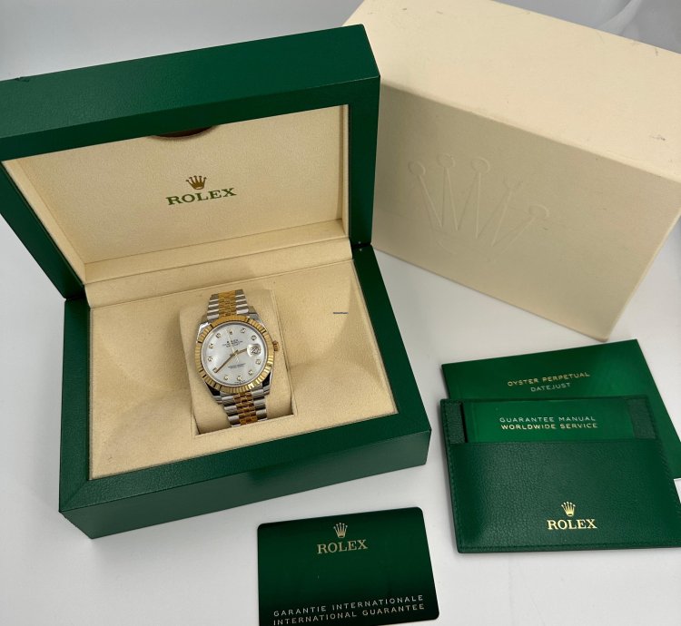 Rolex Datejust 41 126333ng White Mother Of Pearl Baguette Diamond Dial Jubilee