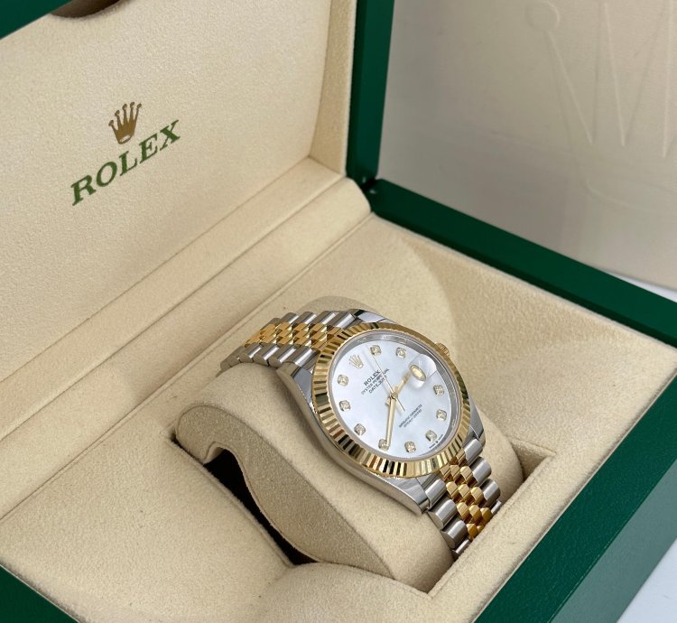 Rolex Datejust 41 126333ng White Mother Of Pearl Baguette Diamond Dial Jubilee