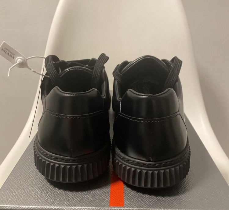 Prada Black Leather Low Top Sneakers