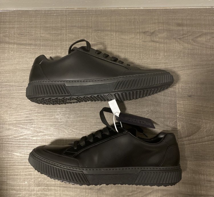 Prada Black Leather Low Top Sneakers