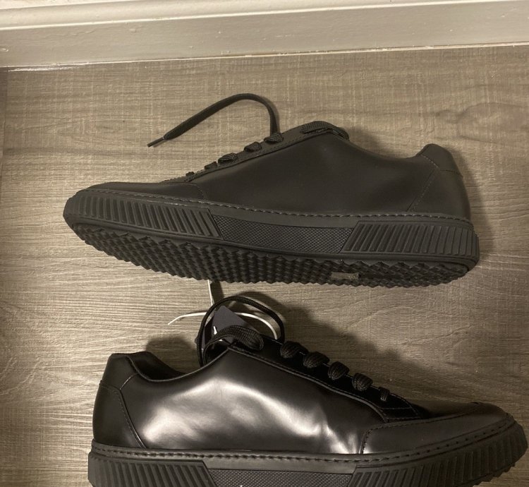 Prada Black Leather Low Top Sneakers