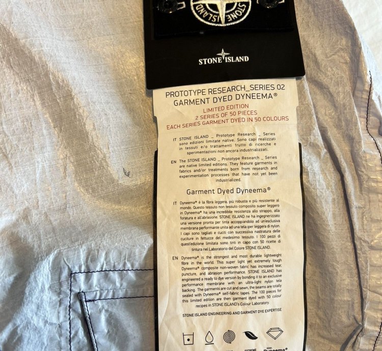 Stone Island Jacket Prototype Research Garment Dyed Dyneema