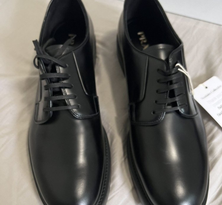 Prada Black Leather Oxfords