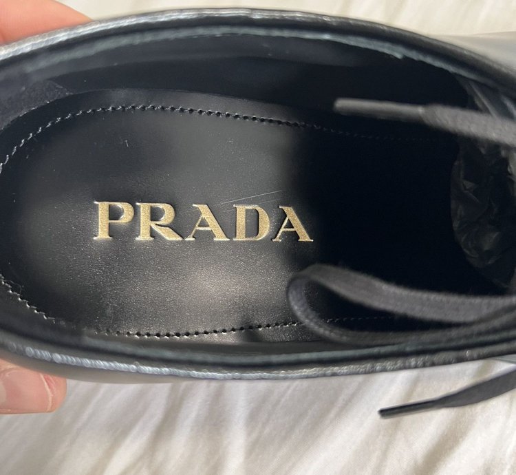 Prada Black Leather Oxfords