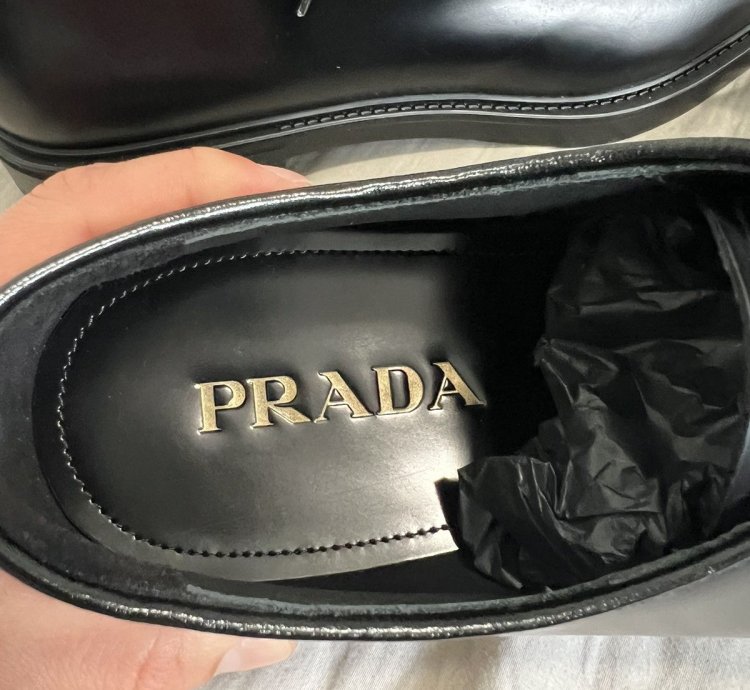 Prada Black Leather Oxfords