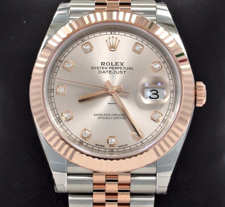Rolex Datejust 41 41mm 126331 Jubilee 18k Rose Gold Ss Diamond Dial