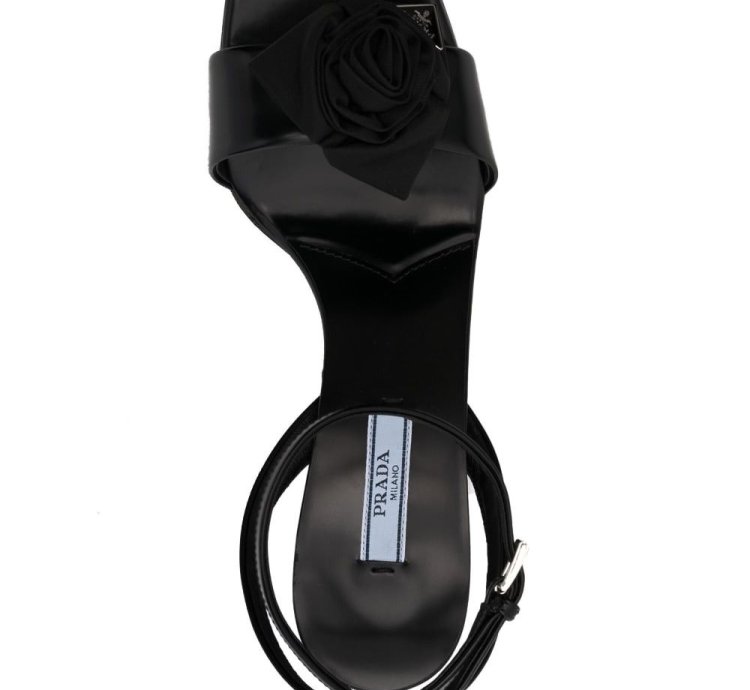 Prada Black Leather Sandal