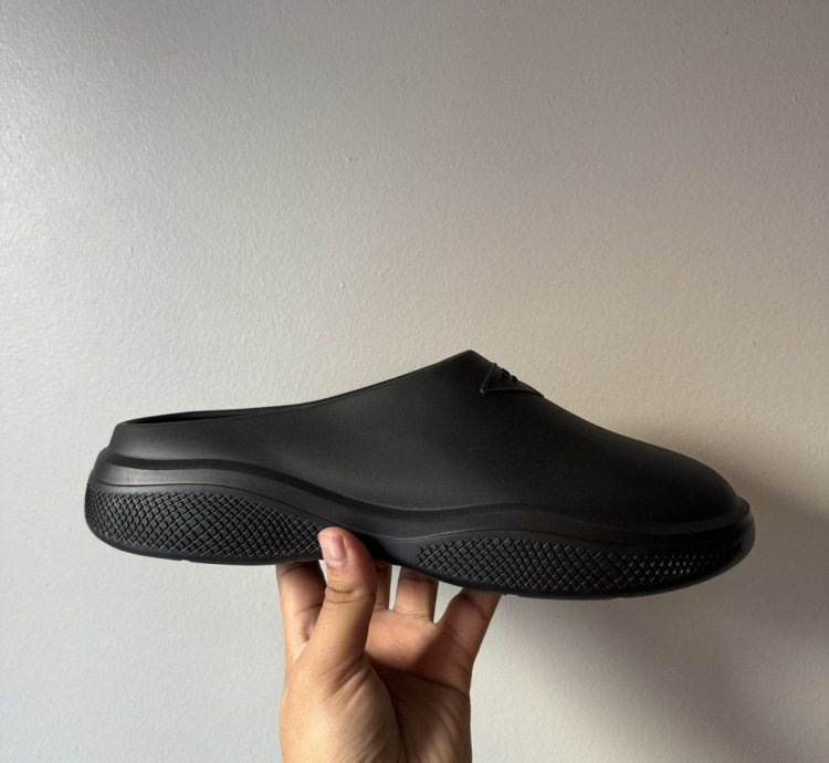 Prada Black Mellow Rubber Mules