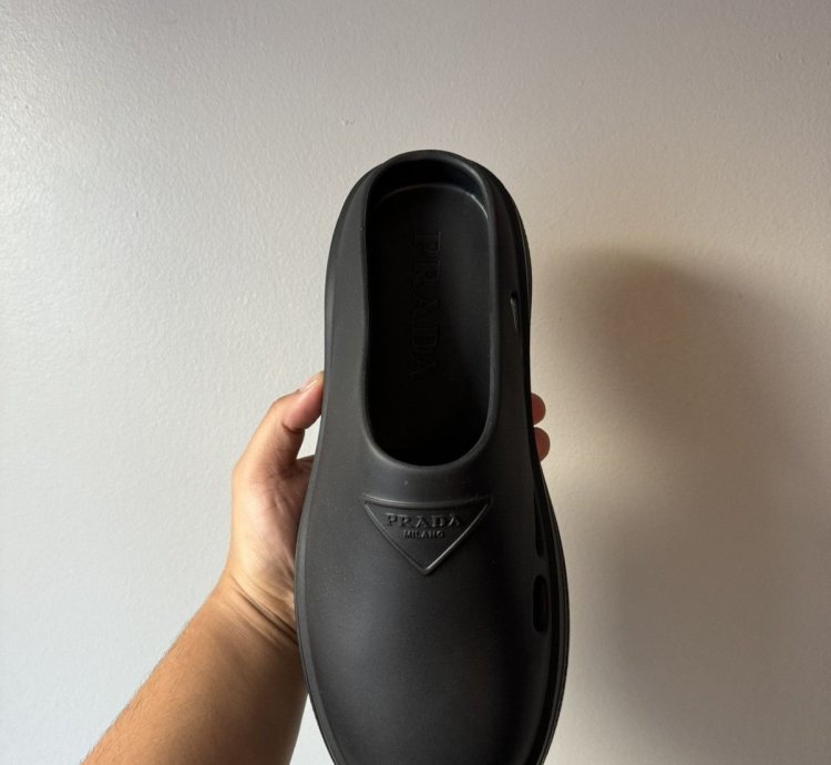 Prada Black Mellow Rubber Mules