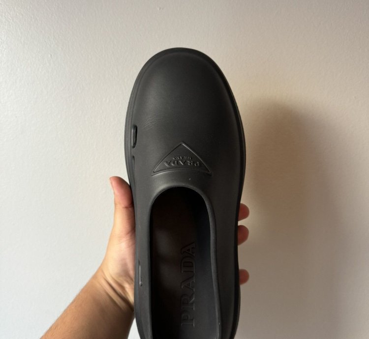 Prada Black Mellow Rubber Mules