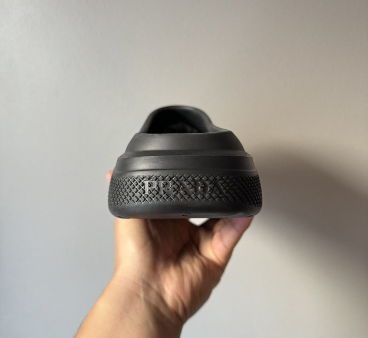 Prada Black Mellow Rubber Mules