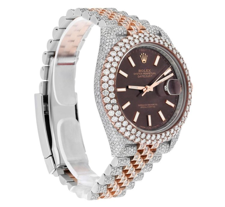 Rolex Datejust 41 41mm 126331 Rose Gold And Stainless Steel Fully Iced Out Watch